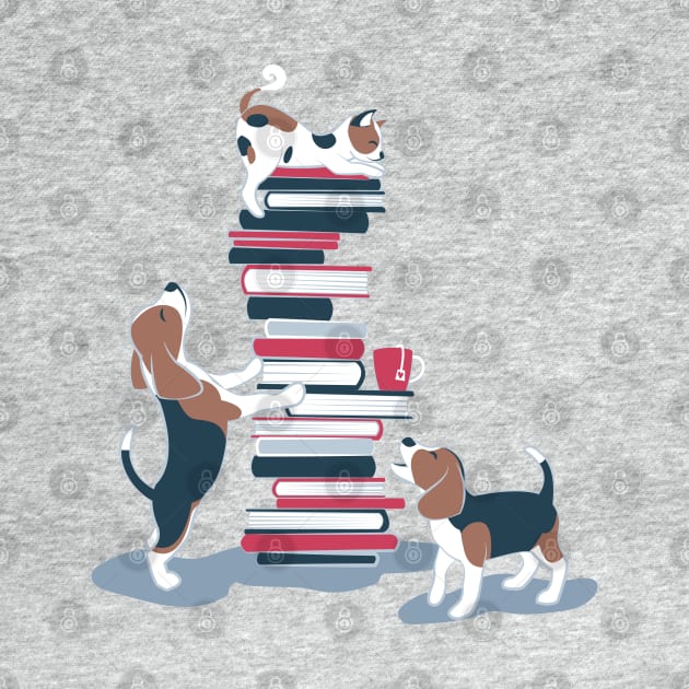 Life is better with books and a friend // spot illustration 02 // blue and red by SelmaCardoso